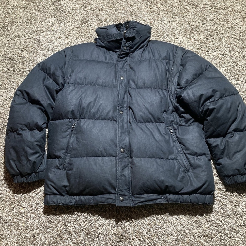 Vintage Brambilla Puffer Mens Large Black Teal embroidered reversible down